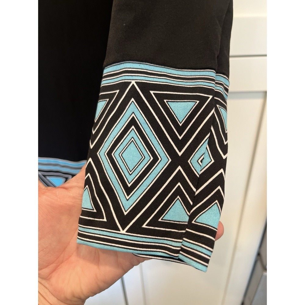 Michael Michael Kors Dress Womens XL Black Blue Geometric Long Sleeve Shift NWT - Picture 4 of 12